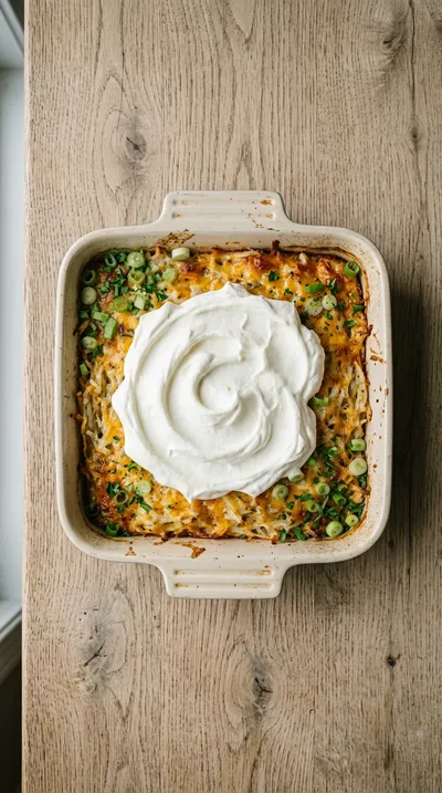 Hash Brown Casserole With Whipped Cream - cooking process