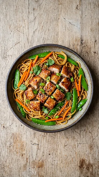 Teriyaki Noodles with Crispy Chicken - cooking process