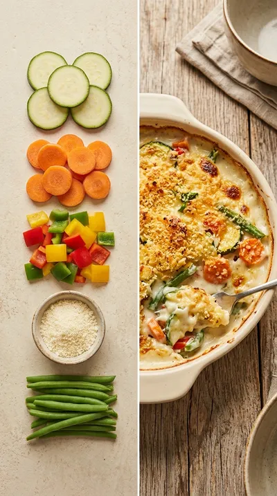 Vegetable Gratin with Parmesan Crust - ready to serve