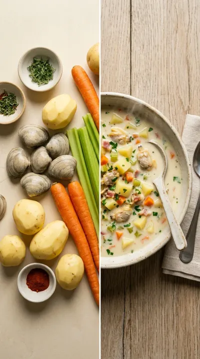 Creamy New England Clam Chowder - ready to serve