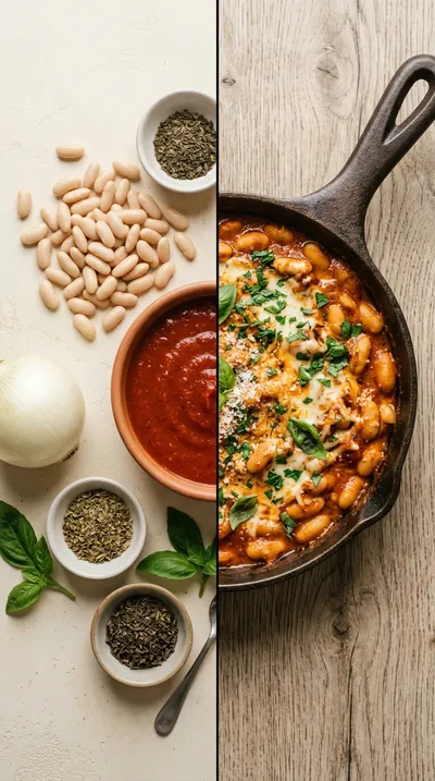 Creamy Lasagna Beans Skillet Dinner - ready to serve
