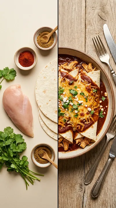 Cheesy Chicken Enchiladas - ready to serve