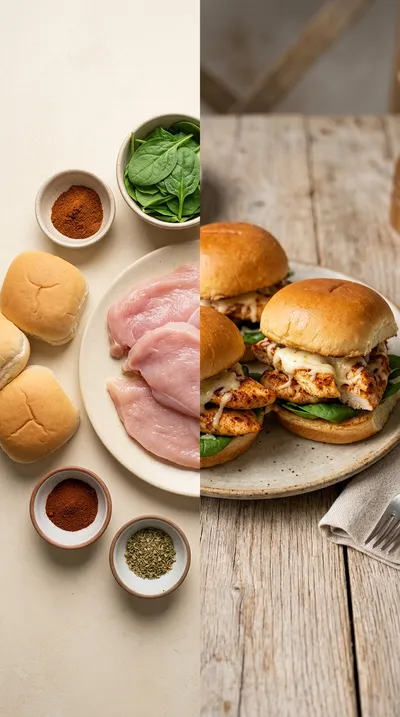 Chicken Sliders With Spinach And Mozzarella - ready to serve