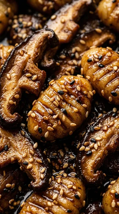 Mushroom Gnocchi with Sesame Ginger Sauce - ingredients preparation