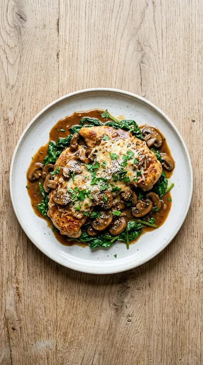 Chicken Marsala with Spinach and Mozzarella - cooking process