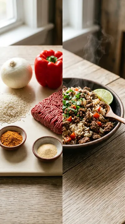 Beef Pepper Rice with Taco Seasoning - ready to serve