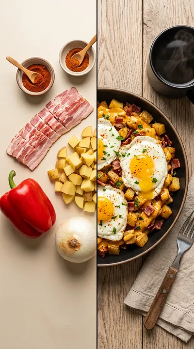 Breakfast Hash With Cajun Sauce - ready to serve