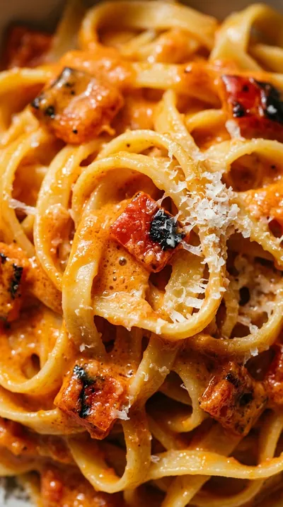 Roasted Red Pepper Pasta with Creamy Tuscan Sauce - ingredients preparation