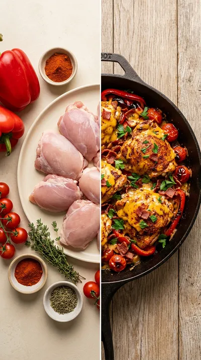 Cheddar Turkey Bacon Chicken Skillet - ready to serve