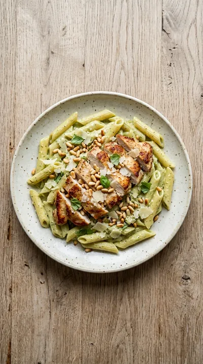 Easy Creamy Pesto Pasta - cooking process
