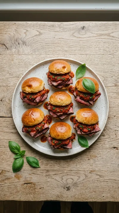 Roast Beef Sliders With Tomato Basil Sauce - cooking process