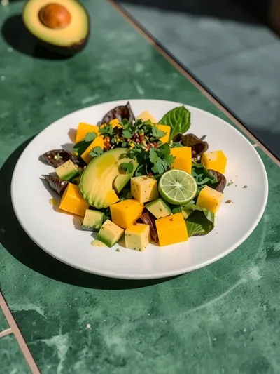 Avocado Mango Salad with Lime Dressing - ready to serve