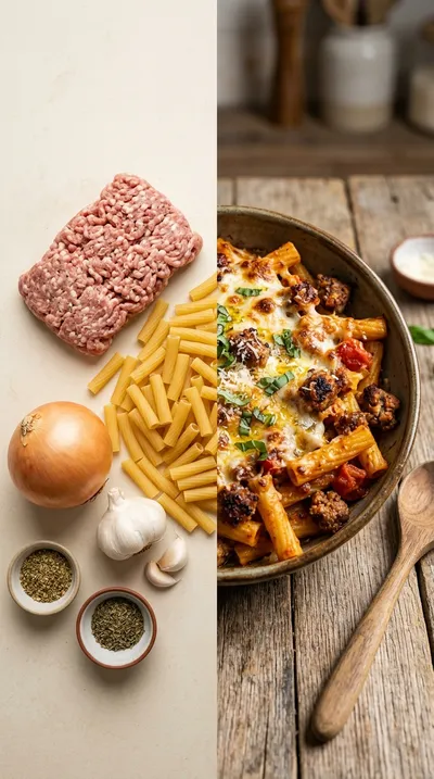 Baked Ziti with Italian Sausage - ready to serve