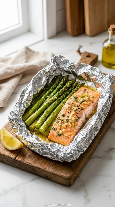 Baked Salmon in Foil Packs with Asparagus