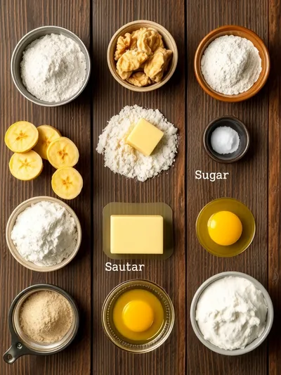 One Bowl Moist Banana Bread - ingredients preparation