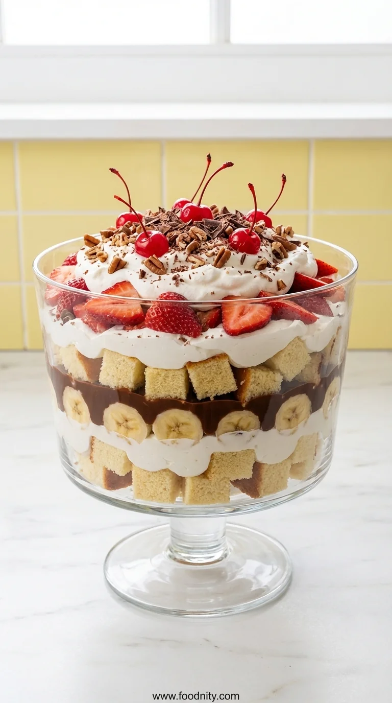 Banana Split Trifle Recipe - feature image