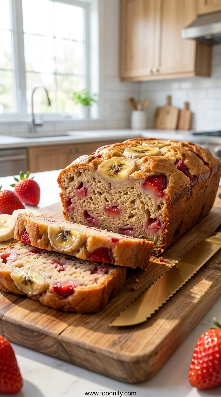Healthy Banana Strawberry Bread - feature image