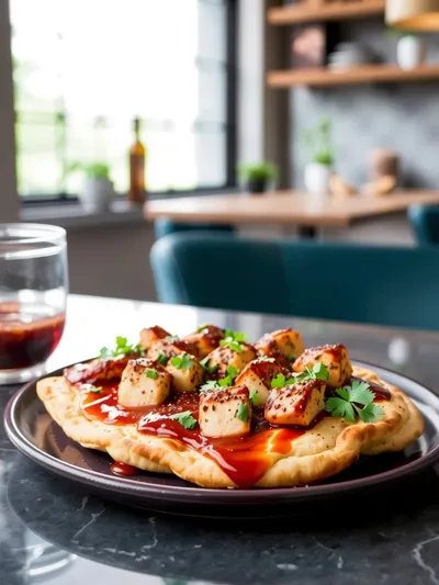 Easy BBQ Chicken Flatbread - ready to serve