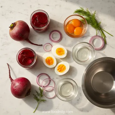 Beet-Pickled Deviled Eggs - cooking process