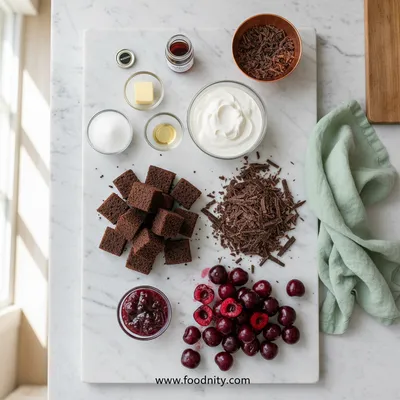 Black Forest Trifle Recipe – Easy Layered Dessert - ingredients preparation