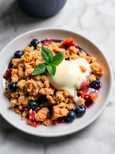 Blueberry Peach Crumble - cooking process