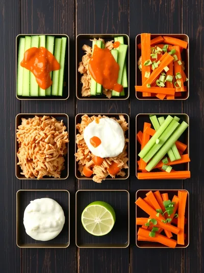 Buffalo Chicken Cucumber Rolls – Healthy Quick Bite - ingredients preparation