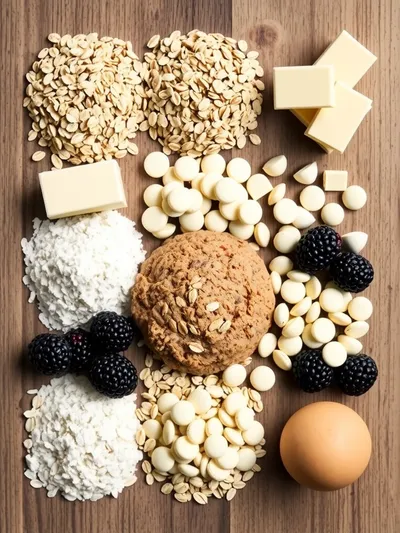 Buttery Blackberry Oatmeal Cookies With White Chocolate - ingredients preparation