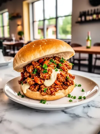 Cajun Chicken Sloppy Joes - ready to serve