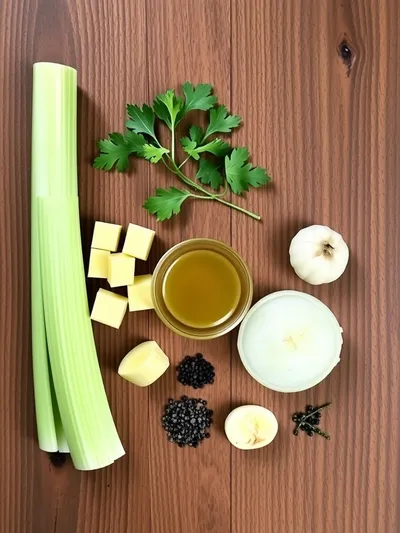 Celery Potato Soup – Easy Vegan Comfort - ingredients preparation