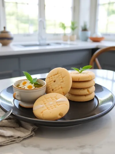 Chamomile Tea Shortbread Cookies - ready to serve