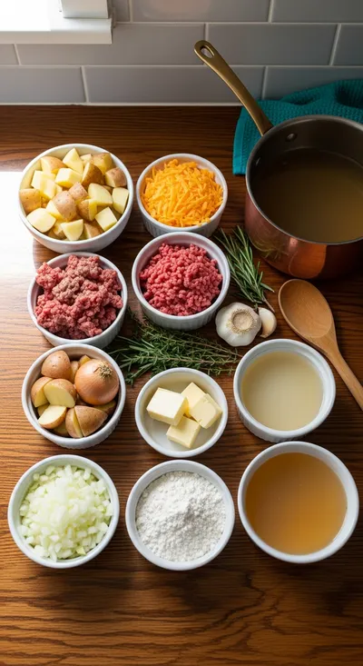 Easy Cheesy Hamburger Potato Soup - cooking process