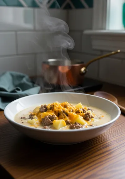 Easy Cheesy Hamburger Potato Soup