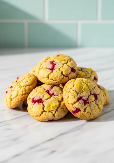 Chewy Lemon Raspberry Cookies