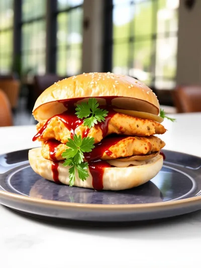 Chicken Chopped Sandwich With Alabama BBQ Sauce - ready to serve