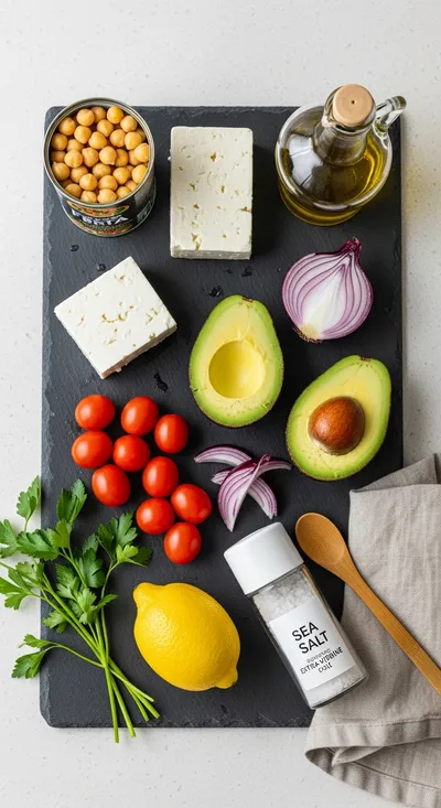 Chickpea Feta Avocado Salad - cooking process
