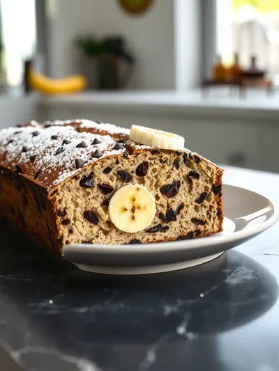 Super Moist Chocolate Chip Banana Bread - ready to serve