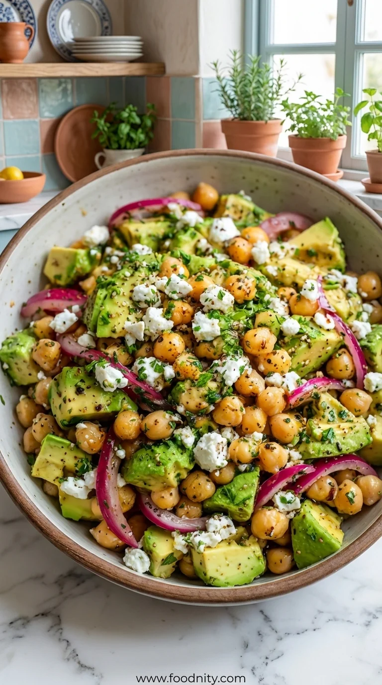 Creamy Chickpea Feta Avocado Salad - feature image