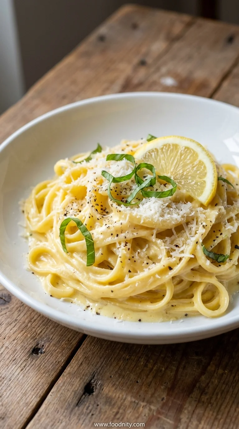 Creamy Lemon Garlic Pasta Recipe - feature image