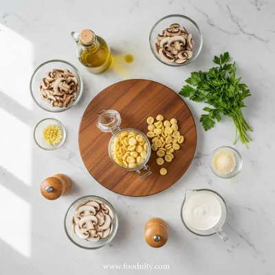 Creamy Mushroom Orecchiette Pasta - cooking process