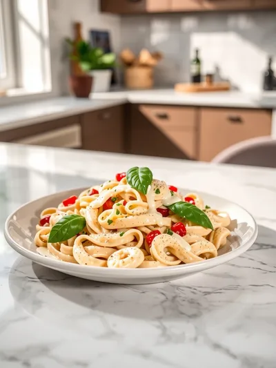 Creamy Pasta Salad – Easy Plant-Based Recipe - ready to serve