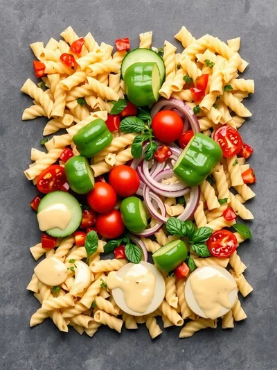 Creamy Pasta Salad – Easy Plant-Based Recipe - ingredients preparation