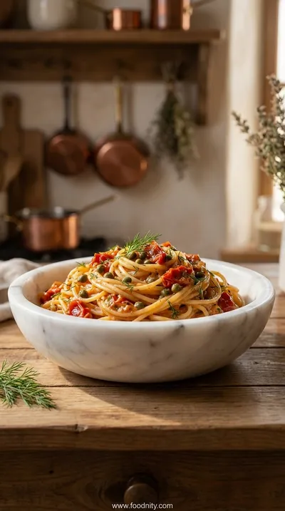 Creamy Sun-Dried Tomato Pasta With Capers And Dill