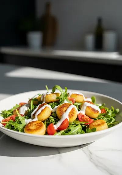 Crispy Gnocchi Salad With Yogurt Dressing