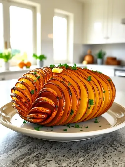 Crispy Hasselback Potatoes with Garlic Butter & Herbs