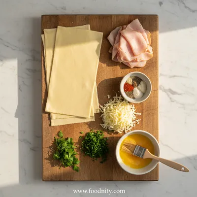 Crispy Turkey & Cheese Puff Pastry Stacks - cooking process