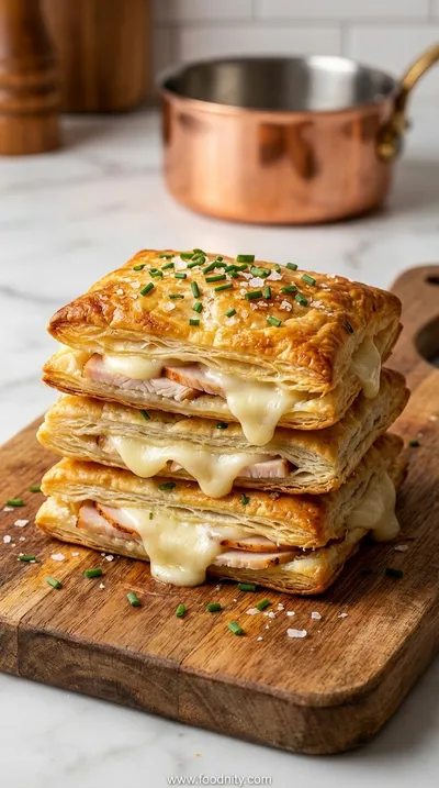 Crispy Turkey & Cheese Puff Pastry Stacks