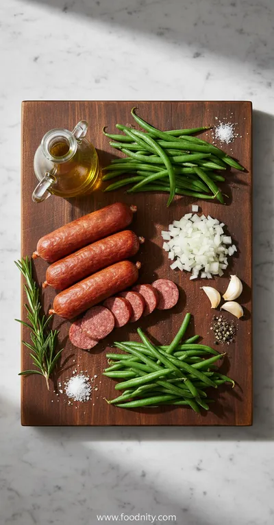 Crockpot Beef Sausage and Green Beans - cooking process