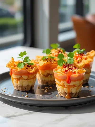 Crunchy Papdi Chaat Appetizer Cups - ready to serve