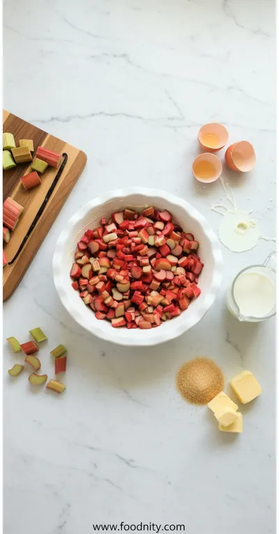 Easy Crustless Rhubarb Custard Pie - cooking process