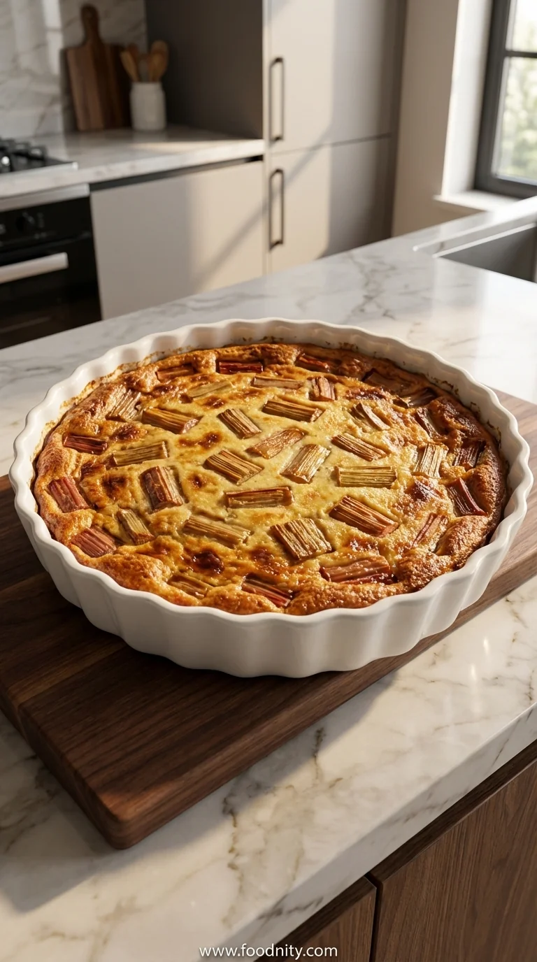 Crustless Rhubarb Custard Pie – Easy Dessert